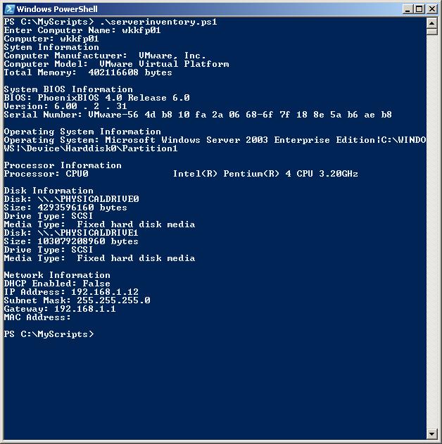PowerShell Training Remote Server Inventory Computername Prompt